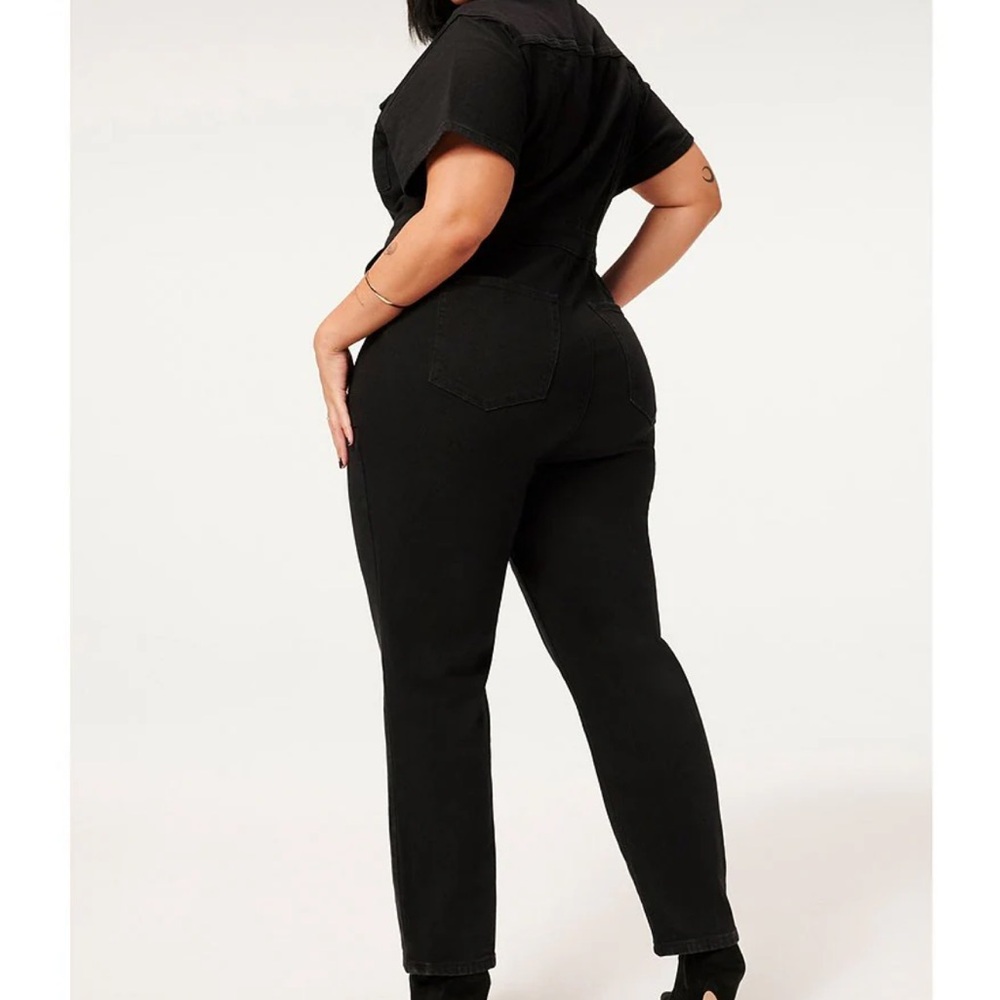 Good American Black Denim Jumpsuit